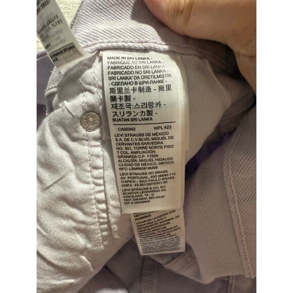 NWT Levis 501 Crop Jeans Womens 29 x26 Light Lilac Purple Raw Hem Straight Leg - Picture 11 of 14